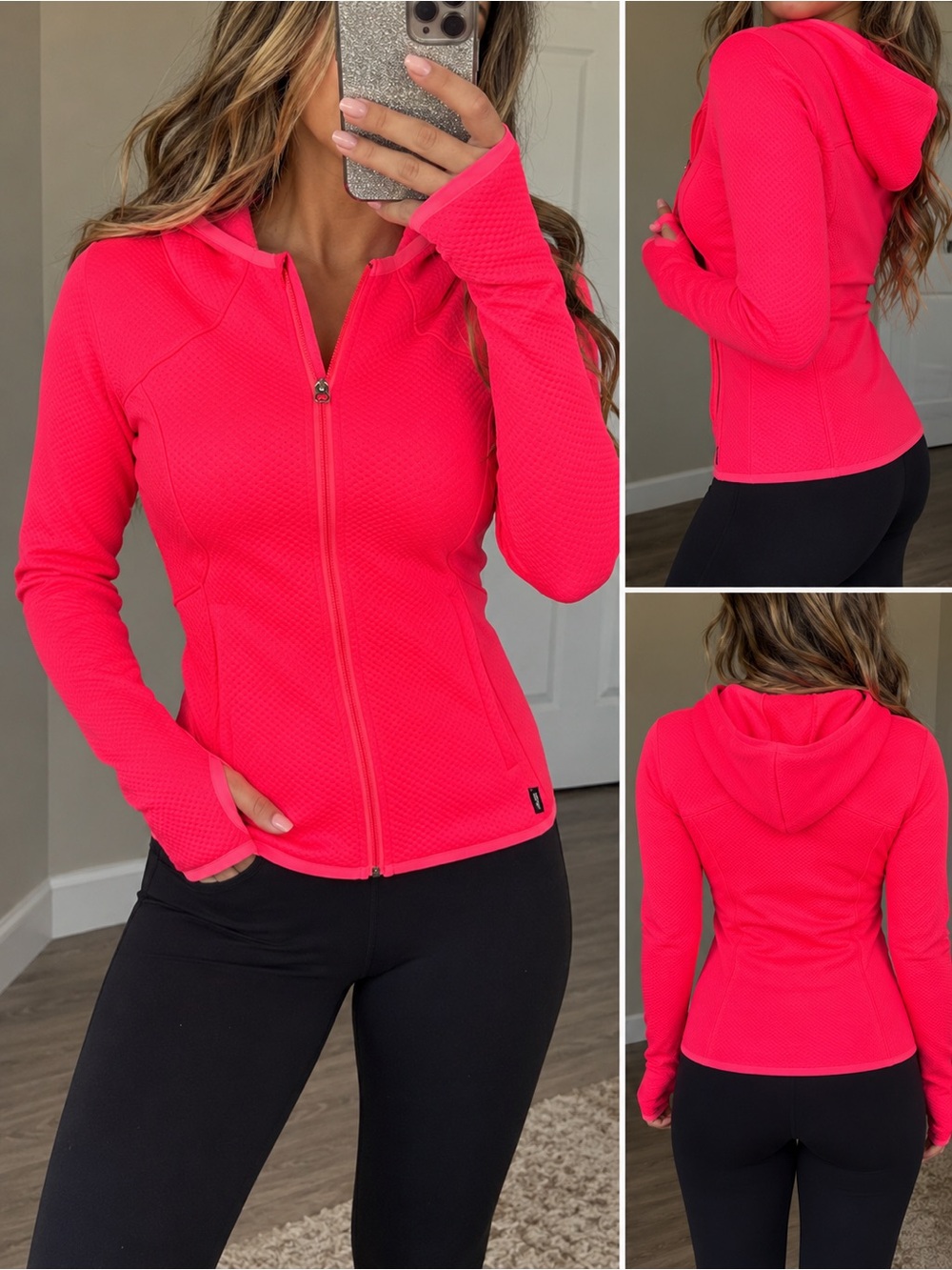 Avia Hot Pink Fitted Athletic Jacket – Hooded & Thumb Holes